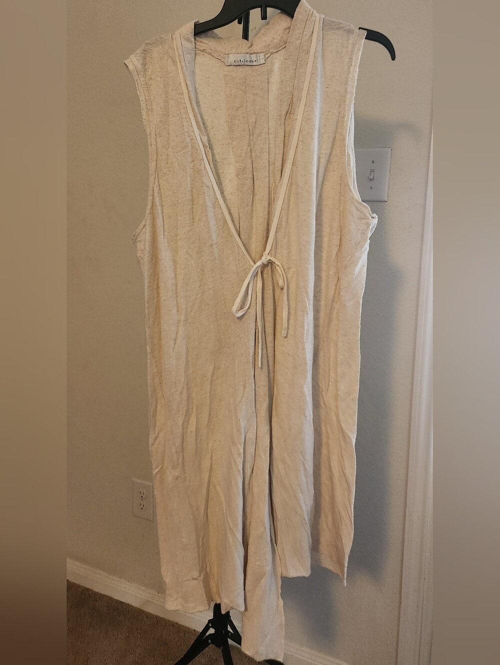 cut loose Neutral Cream Sleeveless Tie-Front Swim Coverup